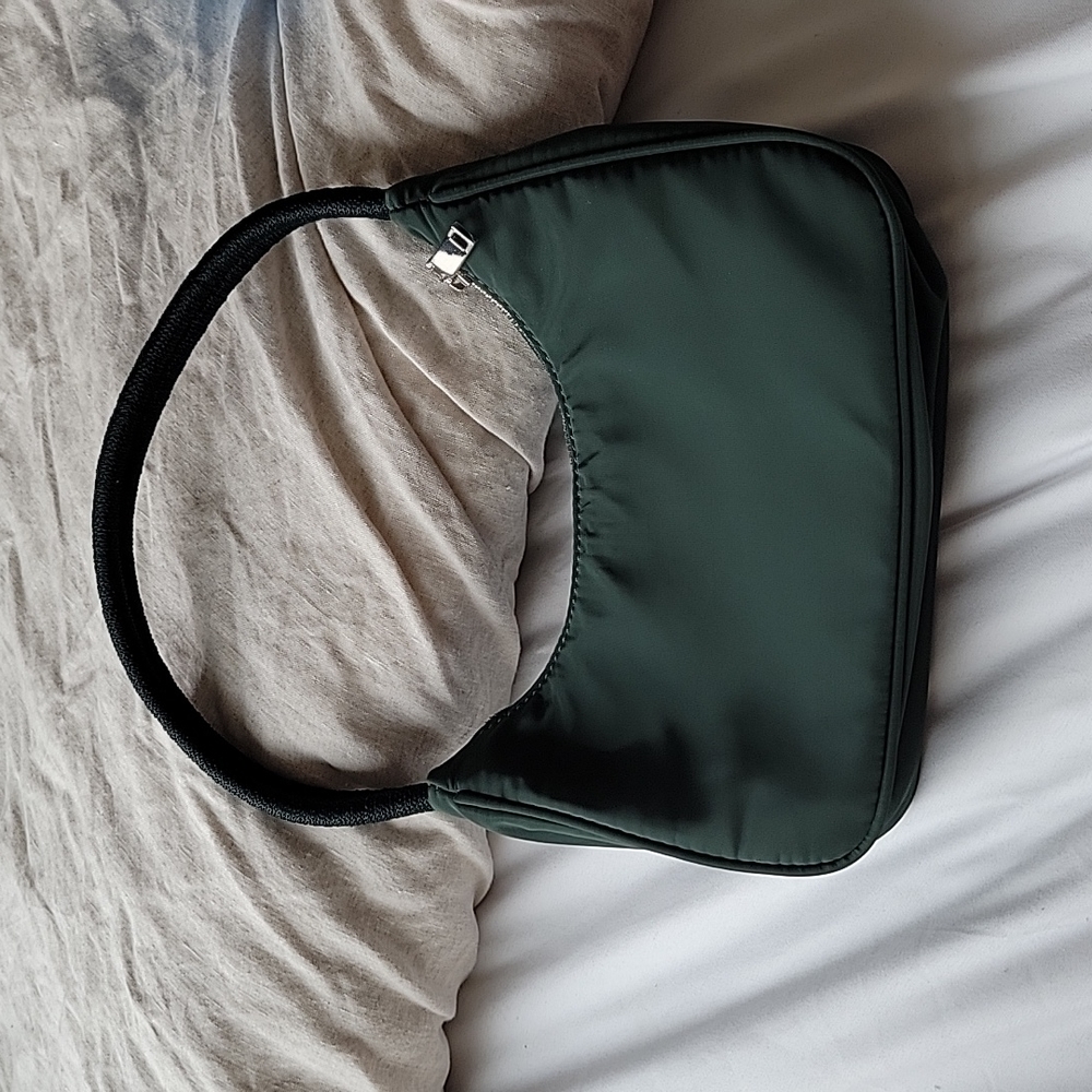 Dark green mini nylon bag by Mango